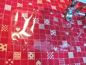 8 Center clear vinyl and zig zag for the gift tag slot