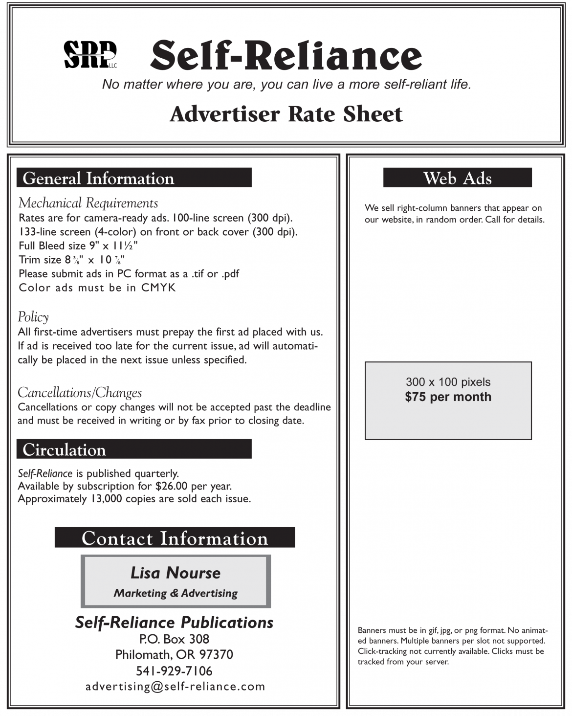 Advertising SelfReliance